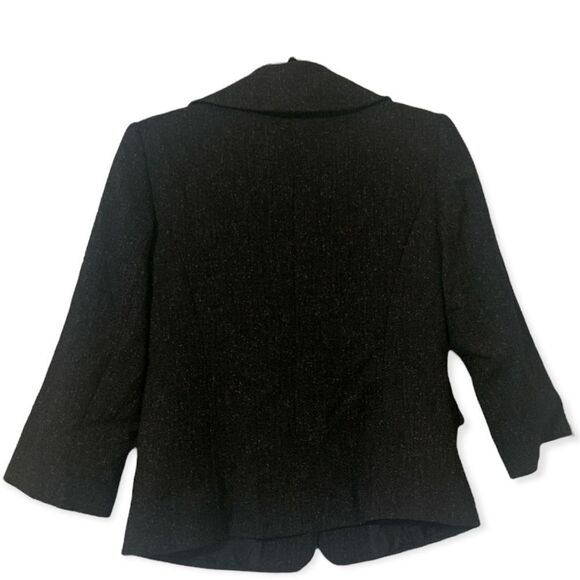 LOFT RUFFLE lapel charcoal grey blazer sz 2 - Picture 5 of 5